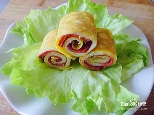 【简单制作的花样饼大全】快手早餐家里吃----火腿双色鸡蛋饼