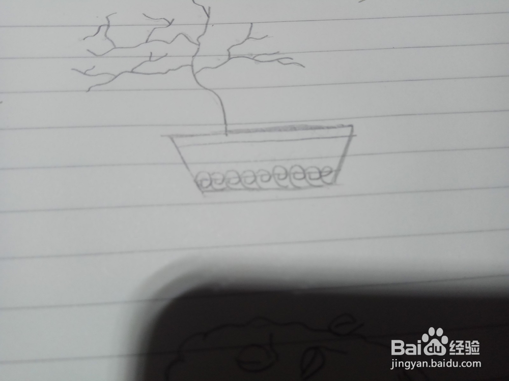 如何画盆栽梅花