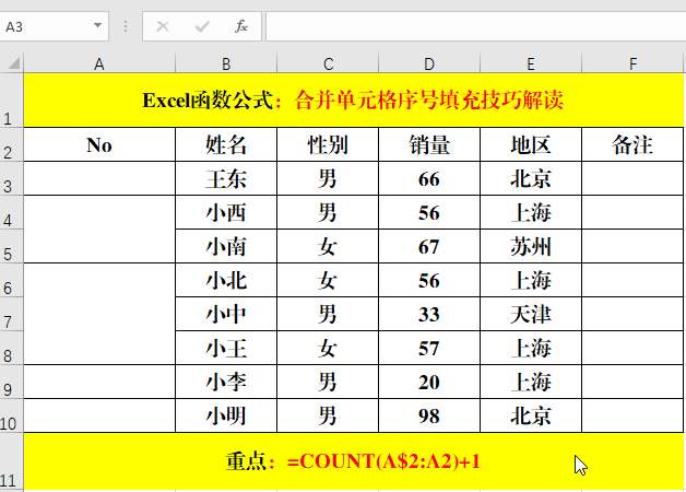 合并单元格序号填充的3个超级技巧解读!