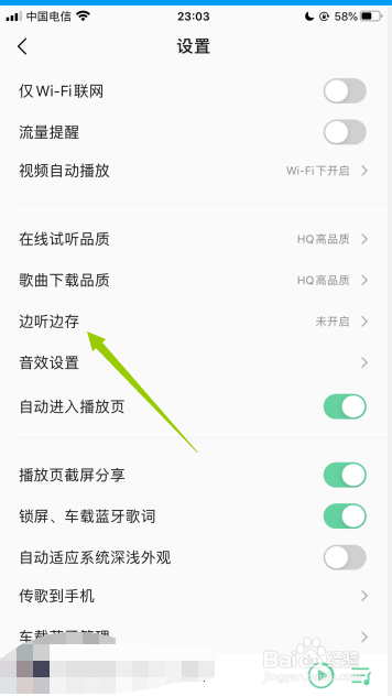 苹果手机如何打开QQ音乐的边听边存功能