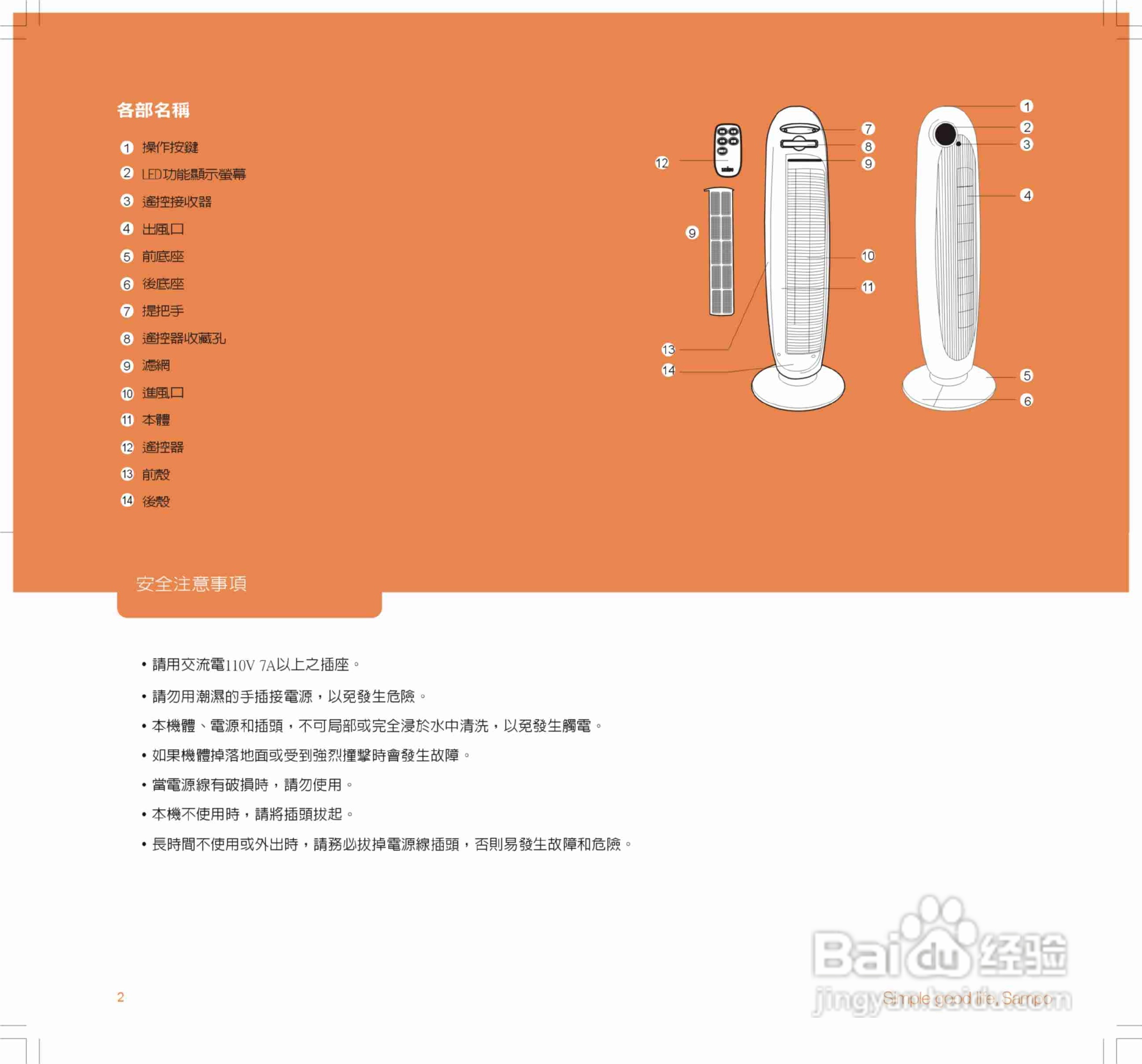 声宝SK-AC685型大厦扇说明书