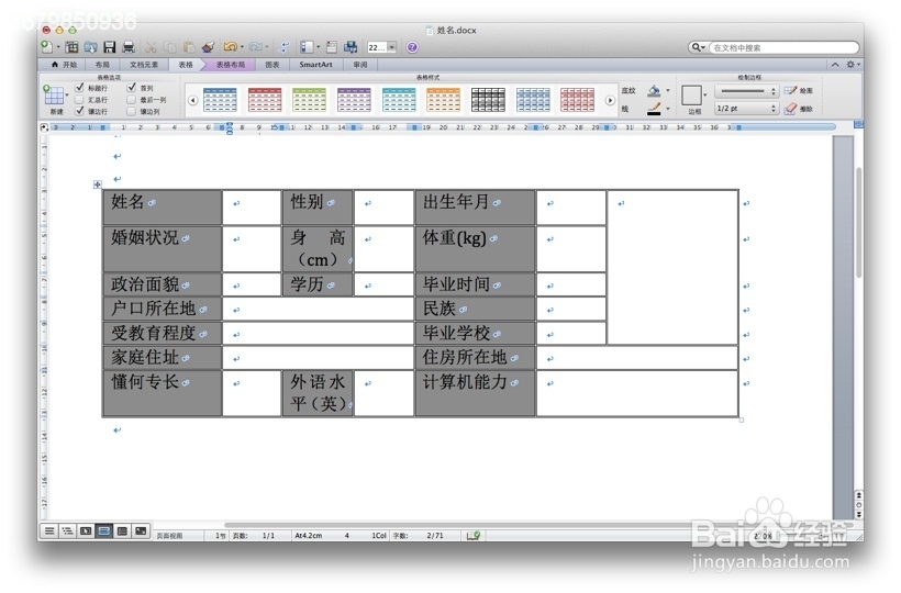 使用microsoft office word 2011制作个性简历