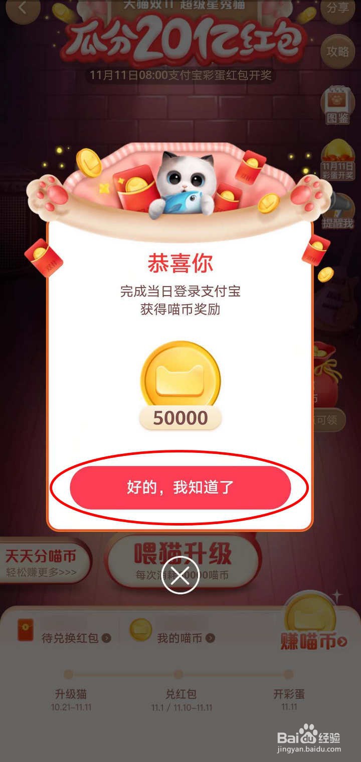 淘宝2020双11养猫瓜分20亿如何登录支付宝领喵币