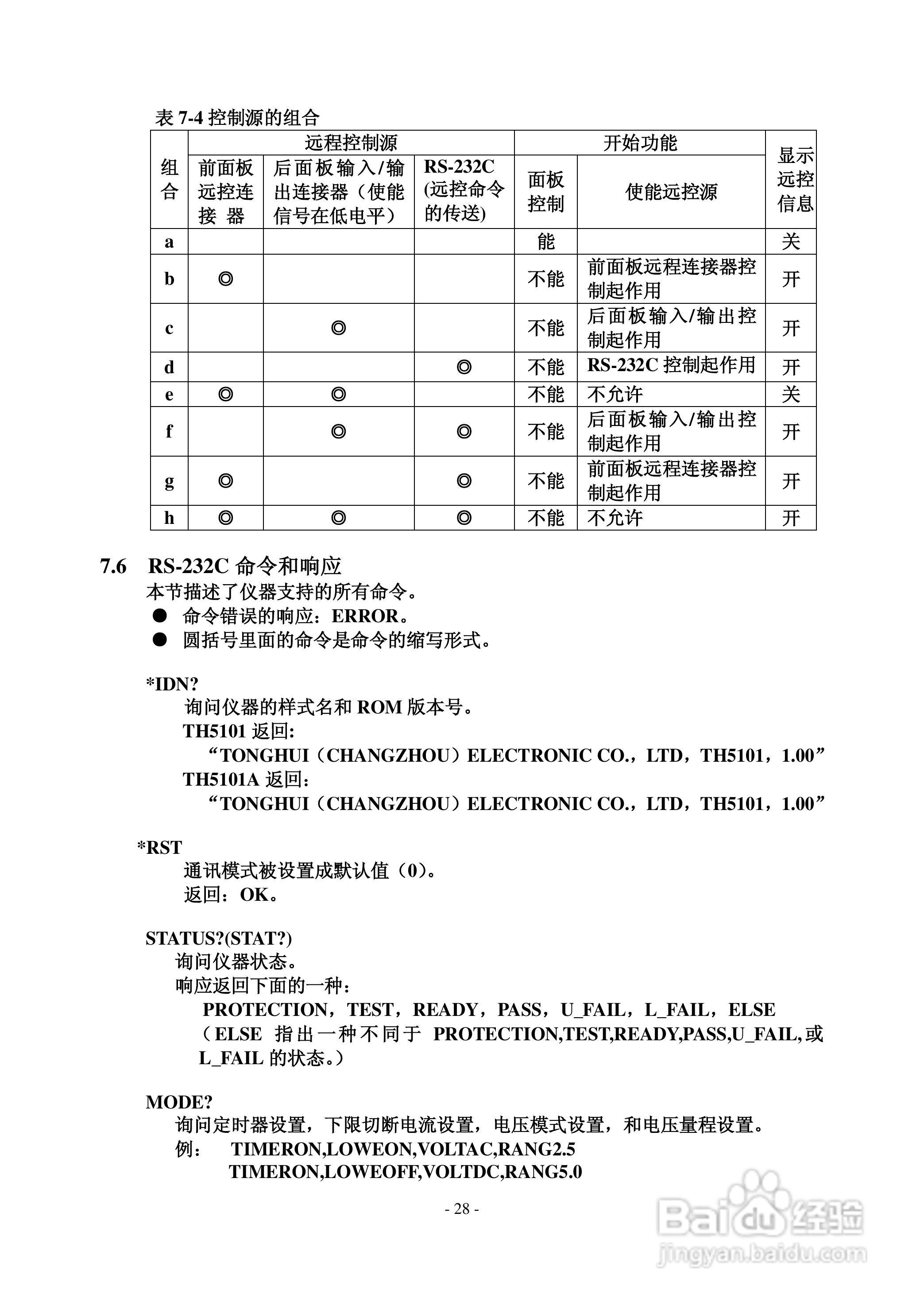 锦流源电子TH5101/TH5101A耐压仪说明书:[4]