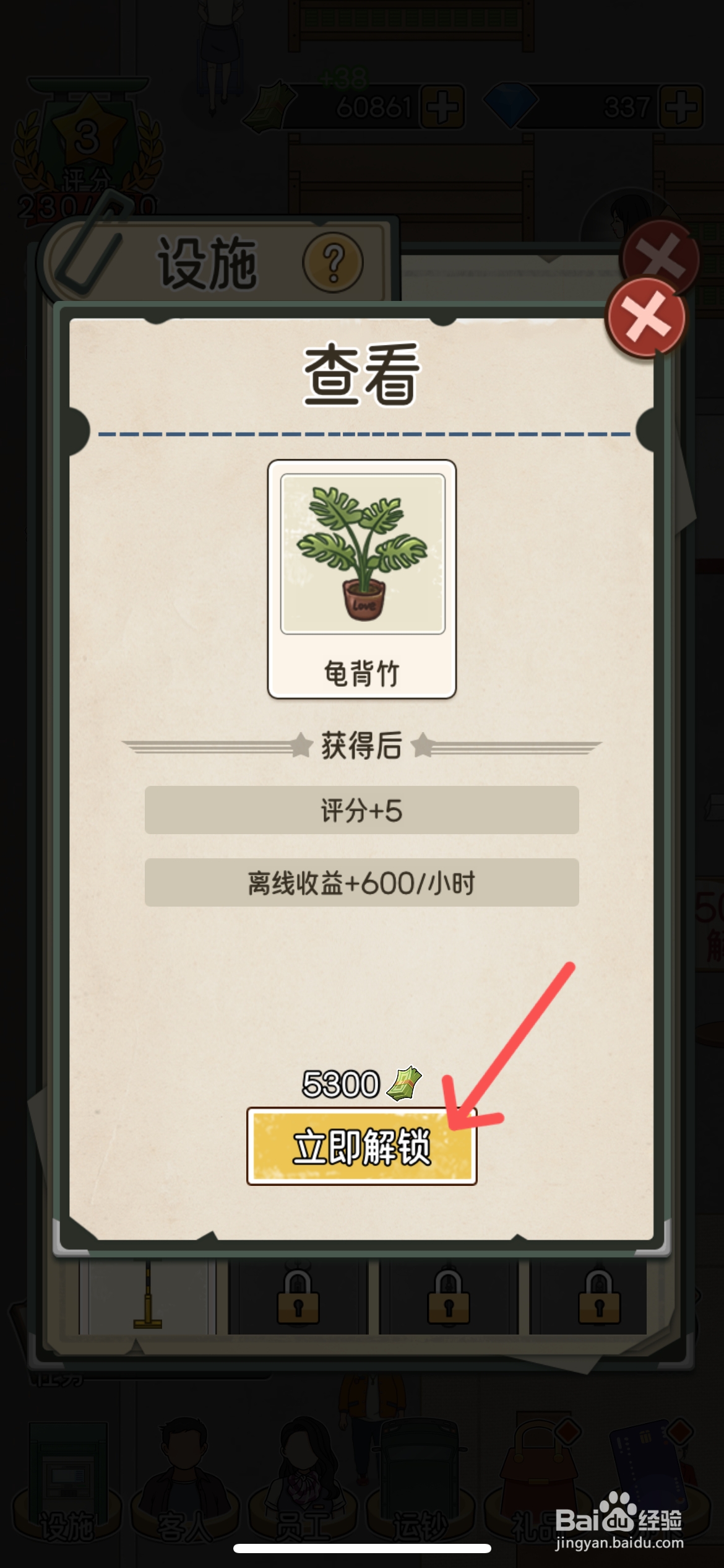 我的亿万富翁之路怎么才能解锁柜台的龟背竹绿植