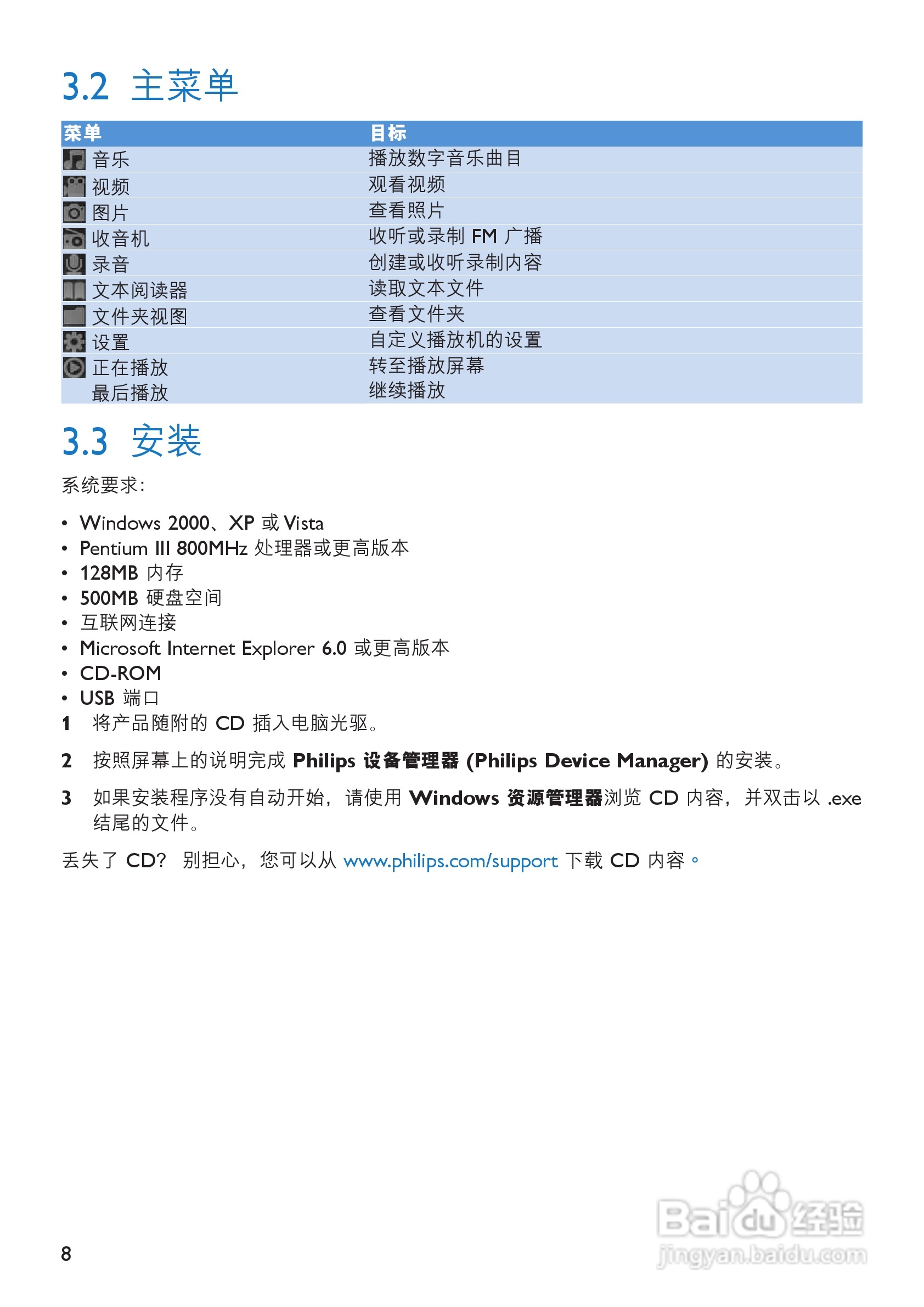 飞利浦SA054108K MP3播放器使用说明书:[1]