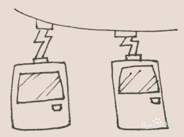 游乐园缆车简笔画