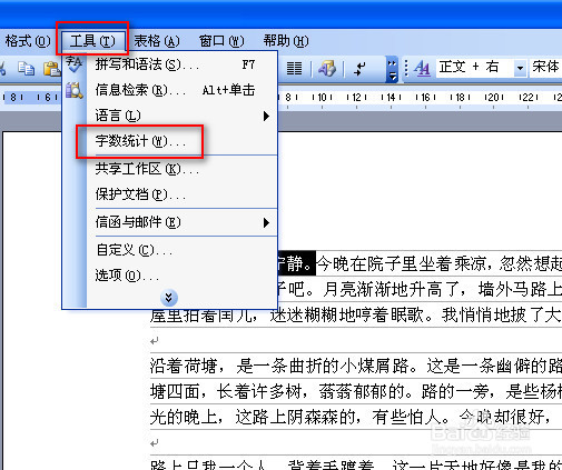 word文档中统计字数的方法