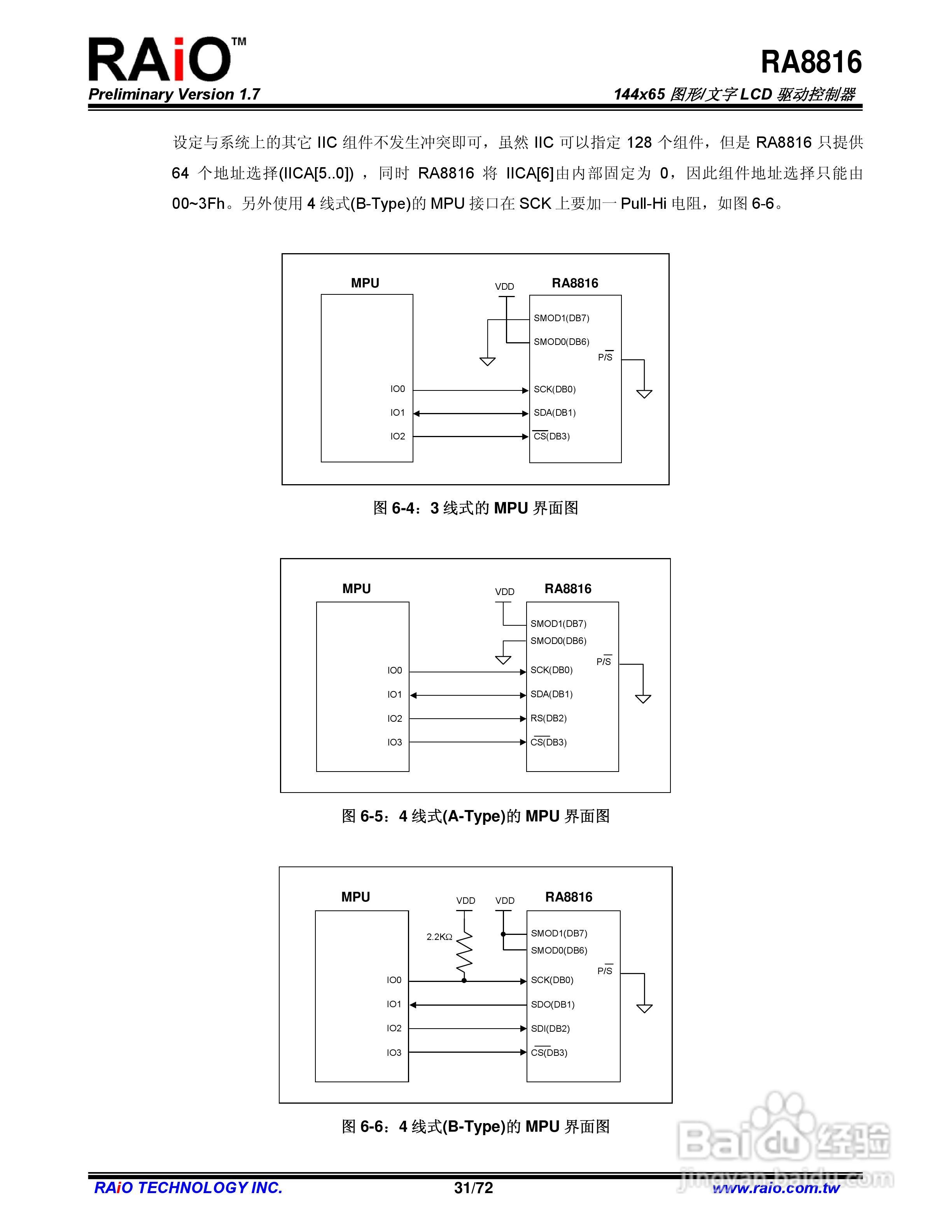 RAiO RA8816 144x65图形/文字LCD驱动控制器说明书:[4]