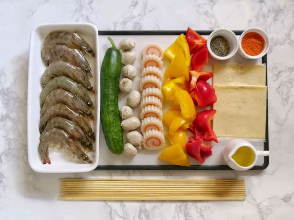 五彩缤纷时蔬海鲜拼盘