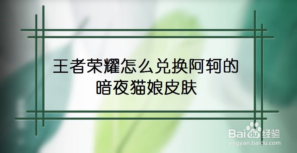 王者荣耀怎么兑换阿轲的暗夜猫娘皮肤