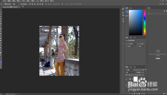 Photoshop给树林美女图片加上甜美的粉绿色