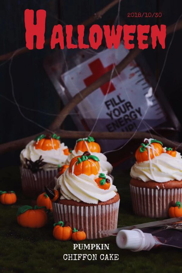 万圣节南瓜杯子蛋糕