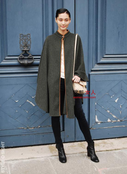 大衣+打底裤时髦温暖搭