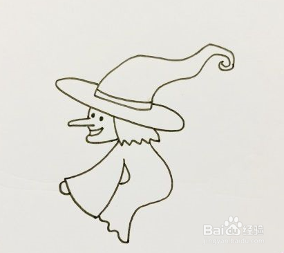 万圣节小魔女简笔画步骤教程