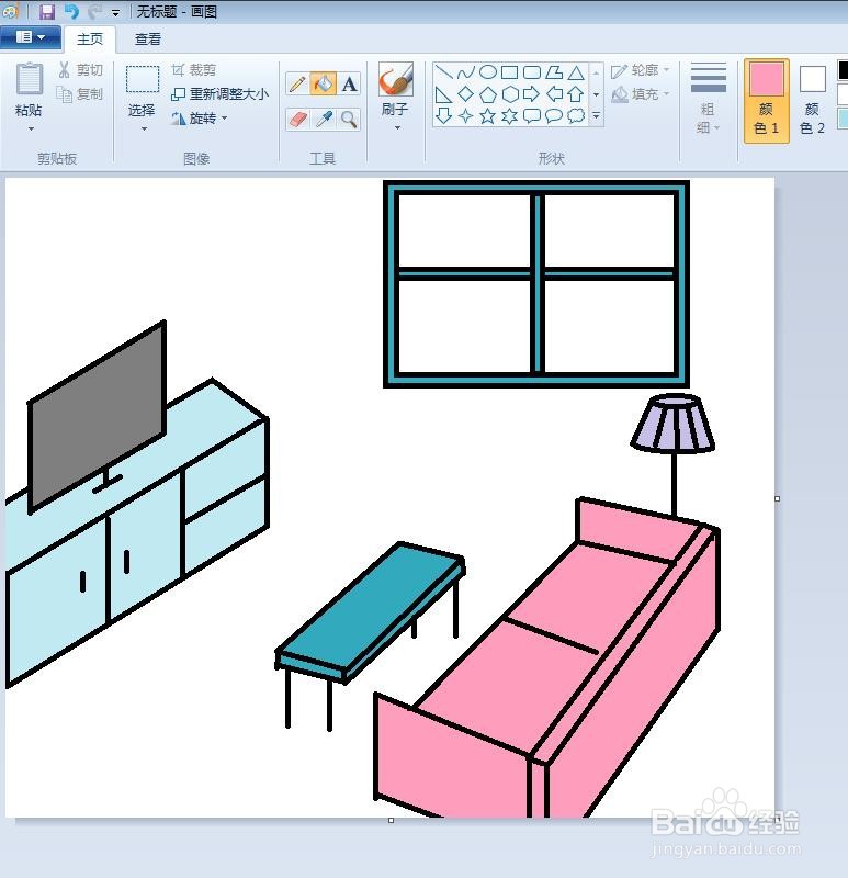 儿童画我的客厅简笔画
