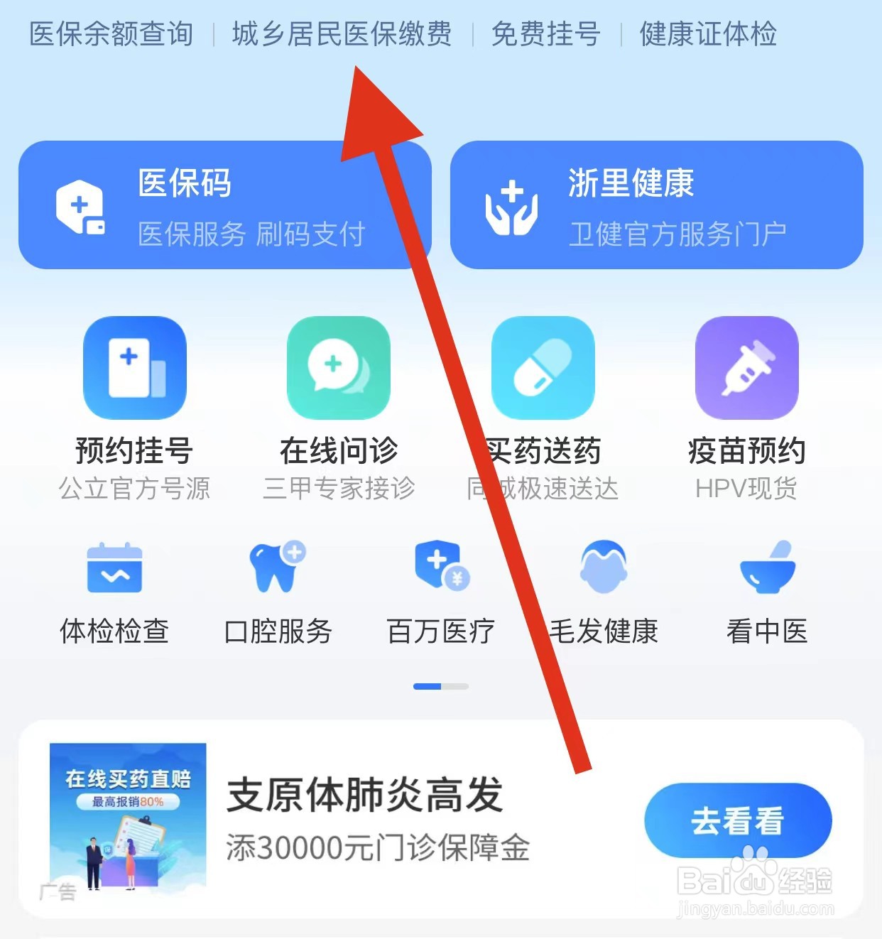 支付宝查看城乡居民医保缴费方法