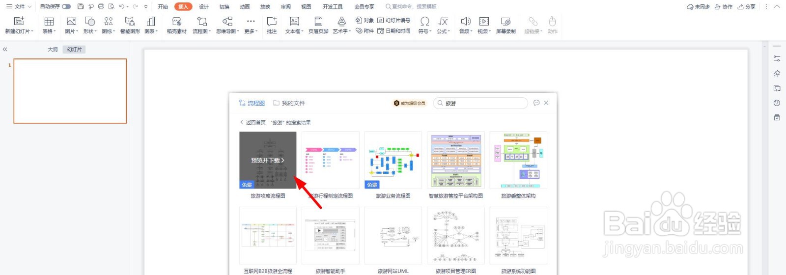 PPT怎么快速创建旅游攻略流程图