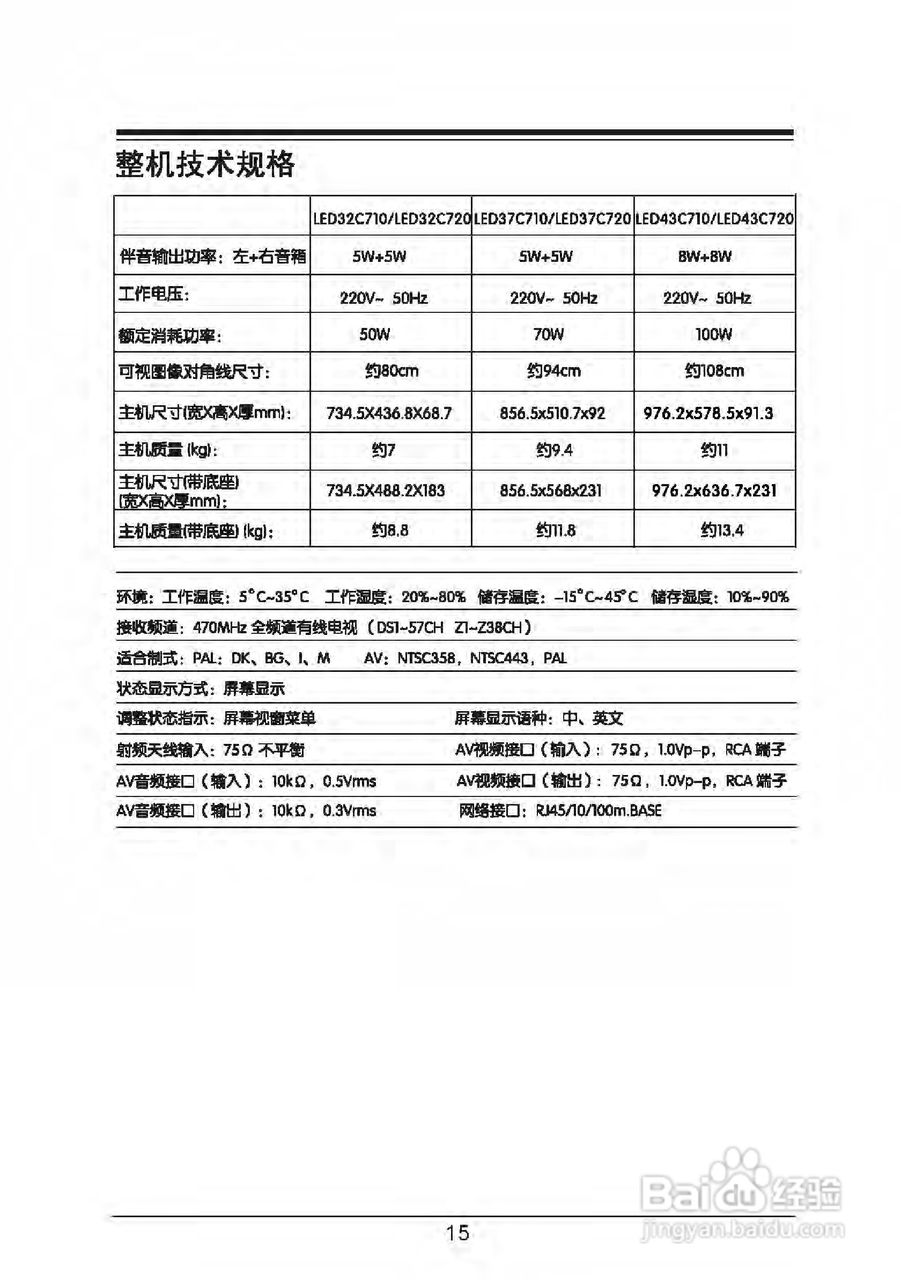 TCL王牌LED39C720晶彩电使用说明书