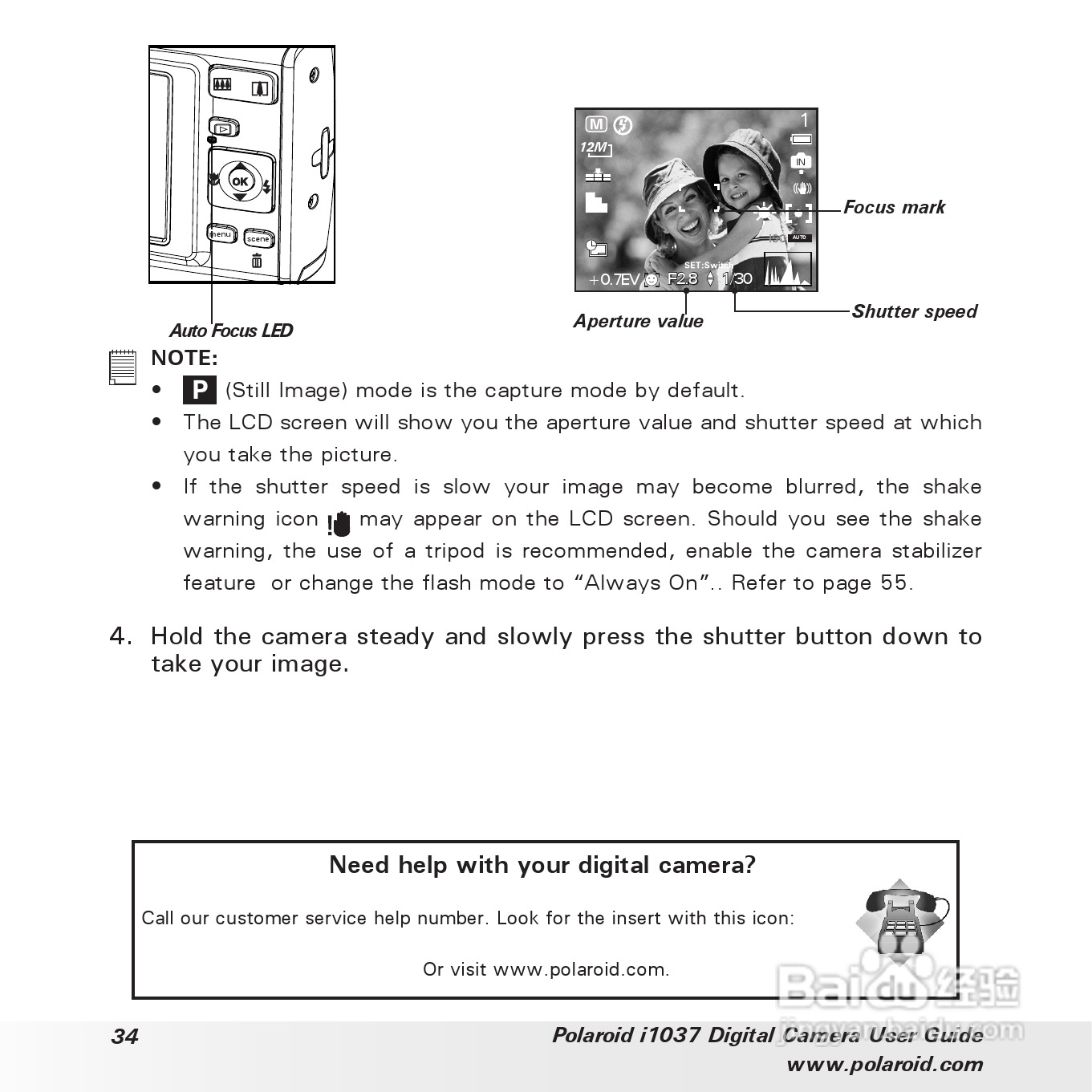 宝丽来Polaroid i1037数码相机使用说明书:[4]
