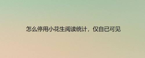 怎么停用小花生阅读统计，仅自已可见