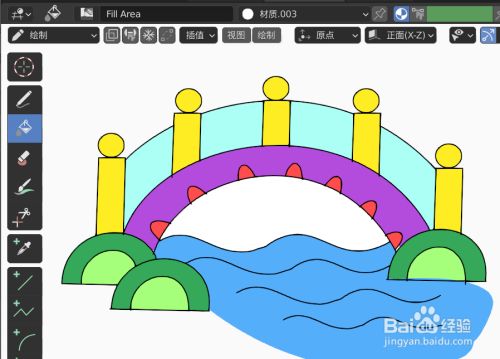 9快速设计彩色石拱桥简图模型