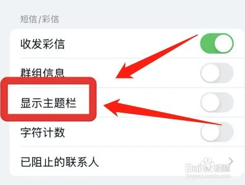 苹果手机如何设置信息显示在主题栏？