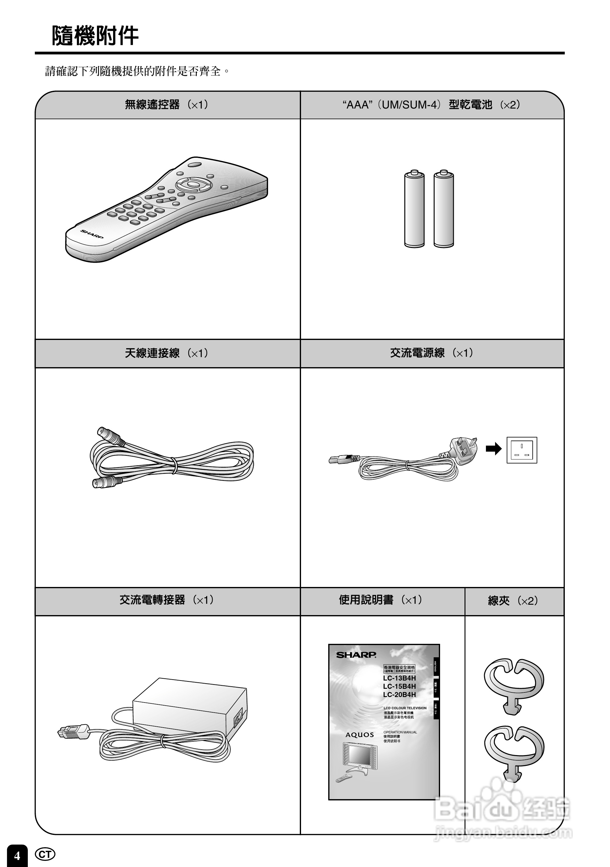 声宝LC-20B4H型液晶电视机说明书:[1]