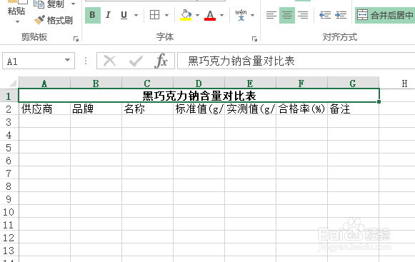 使用Excel怎样创建黑巧克力的钠含量对比表