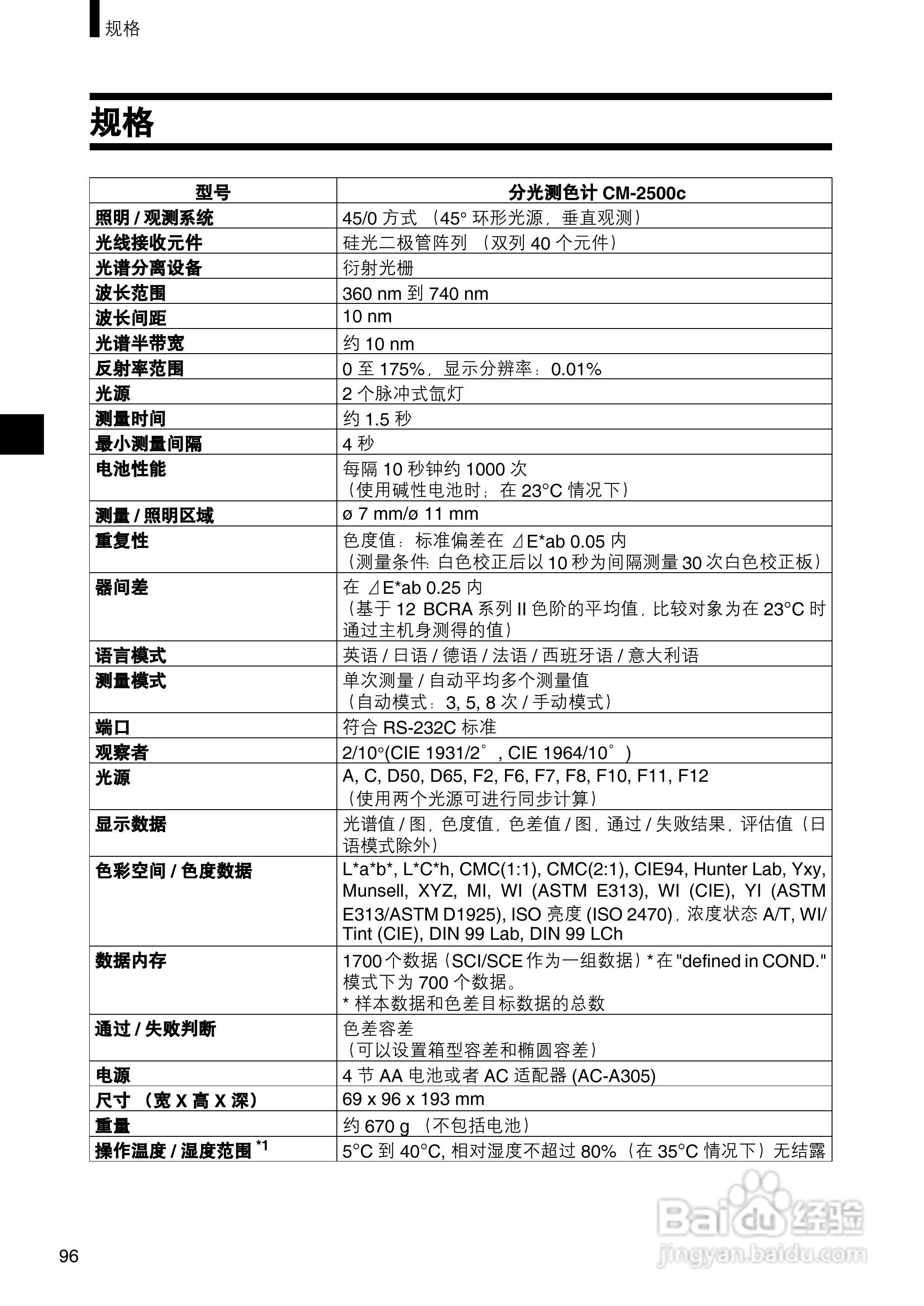 柯尼卡美能达分光测色计CM-2500c使用说明书:[10]