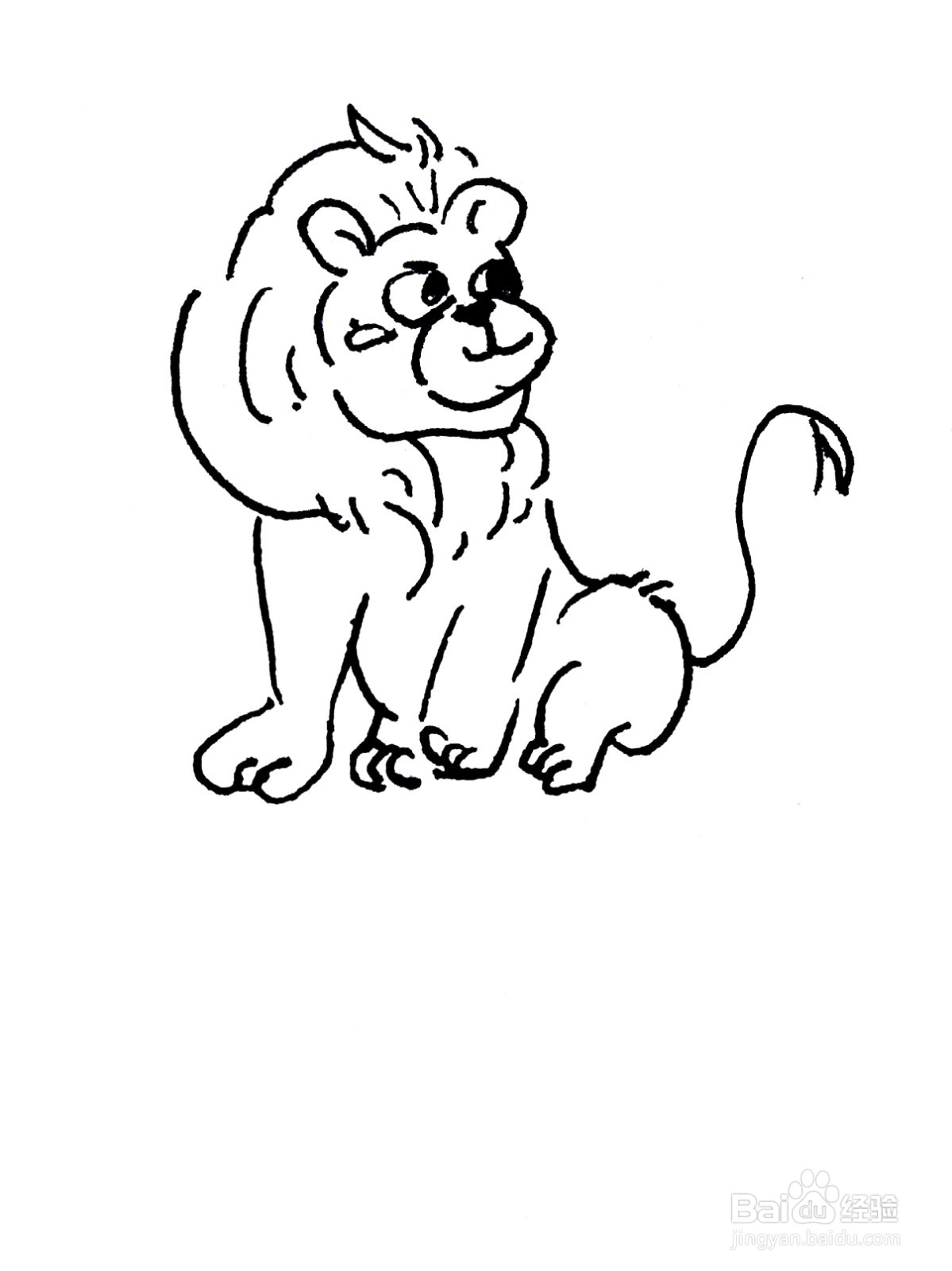 坐着的狮子线描画怎么画