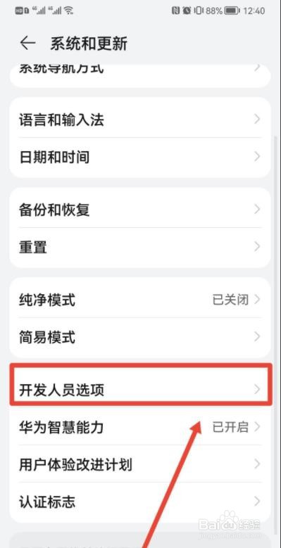 华为怎么进入开发者模式?