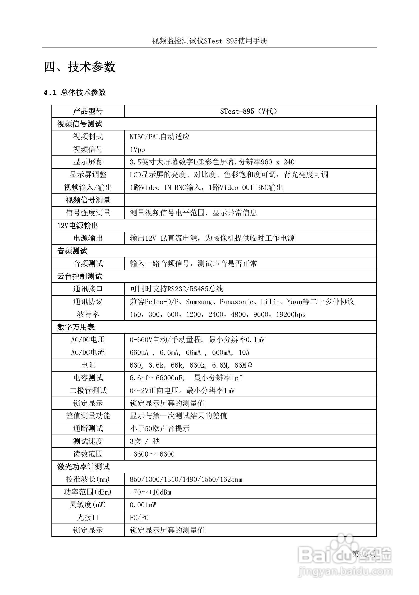 工程宝STest-895视频监控测试仪使用手册:[4]