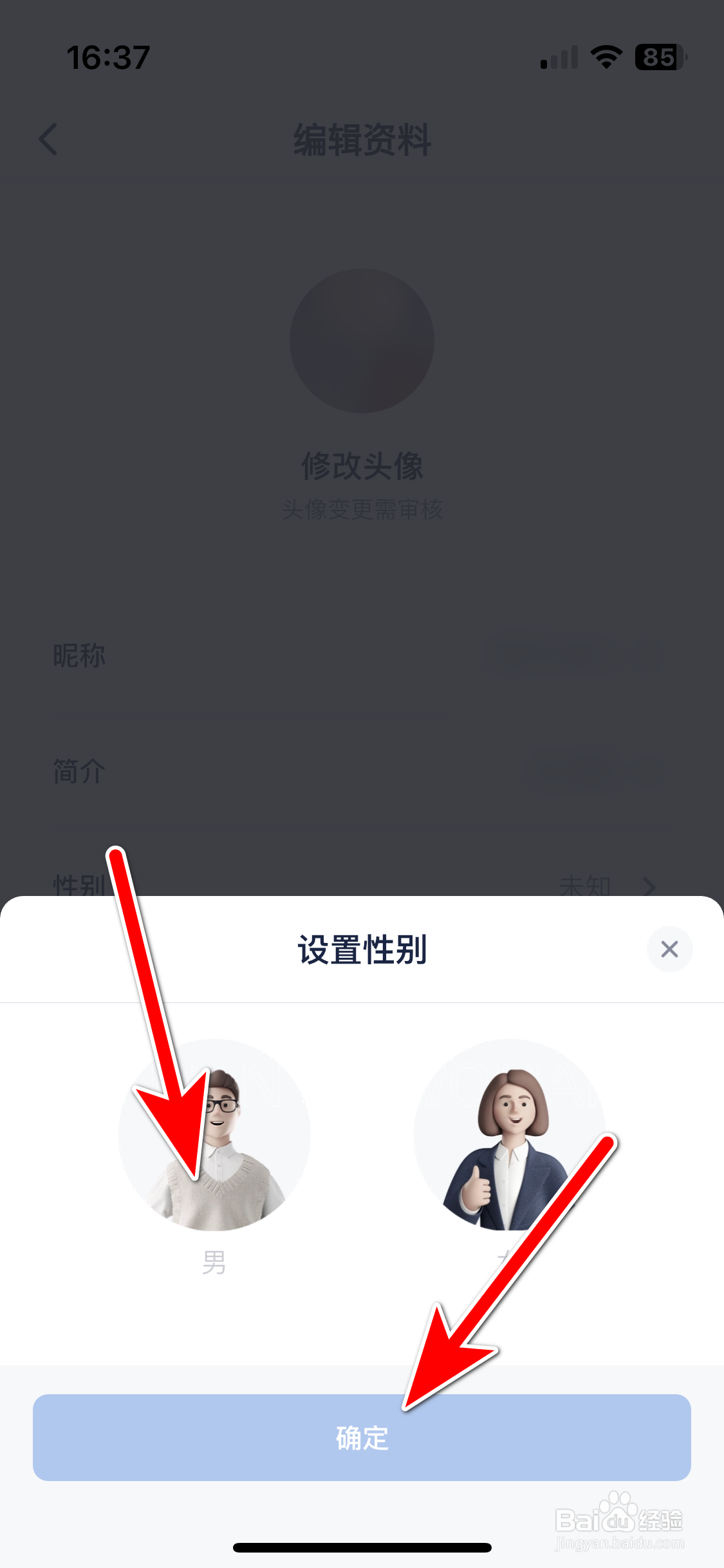 创作猫如何设置个人性别