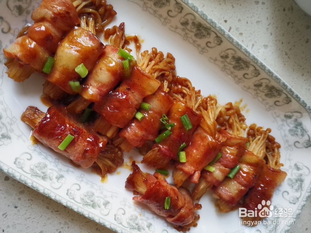 在家也能做的快手金针菇培根卷