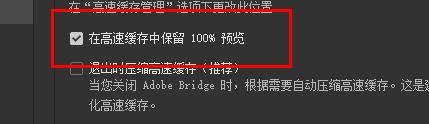 Bridge在高速缓存中保留100%预览属性如何开启