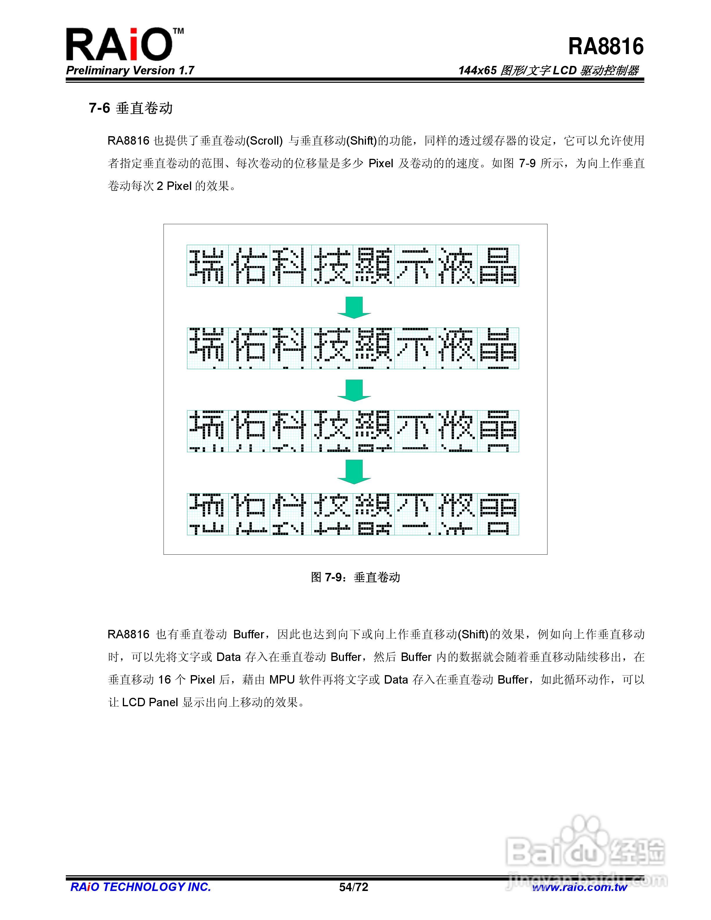 RAiO RA8816 144x65图形/文字LCD驱动控制器说明书:[6]