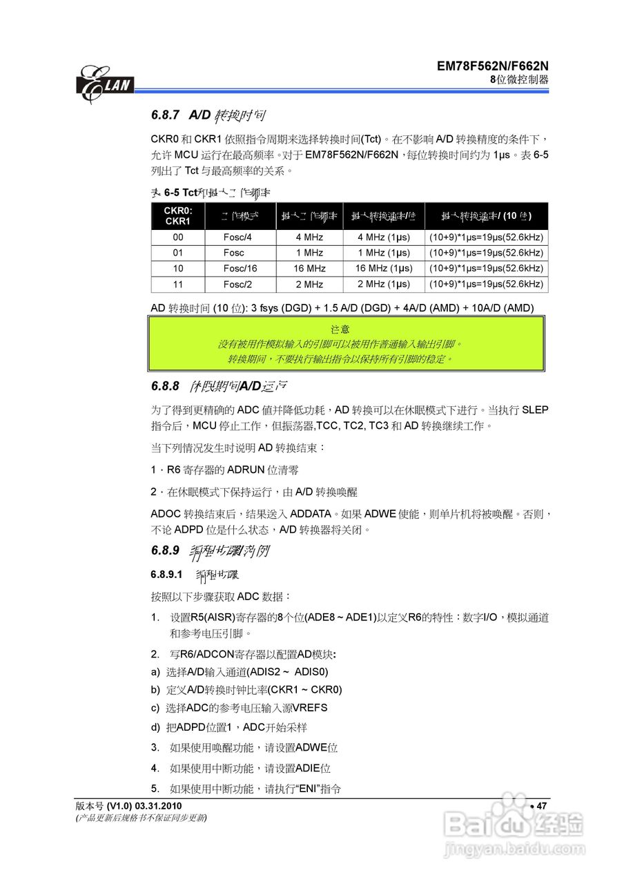 EM78F562N/F662N 8位微控制器说明书:[6]