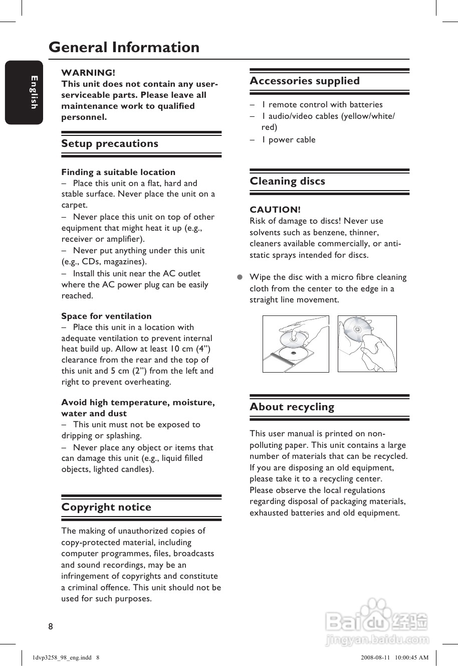 飞利浦DVP3258/98 DVD播放机使用说明书:[1]