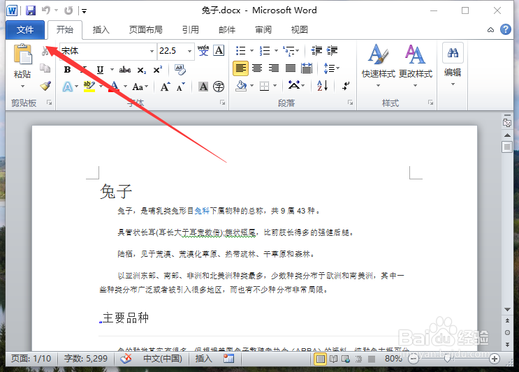Word2010如何实现中缩放打印