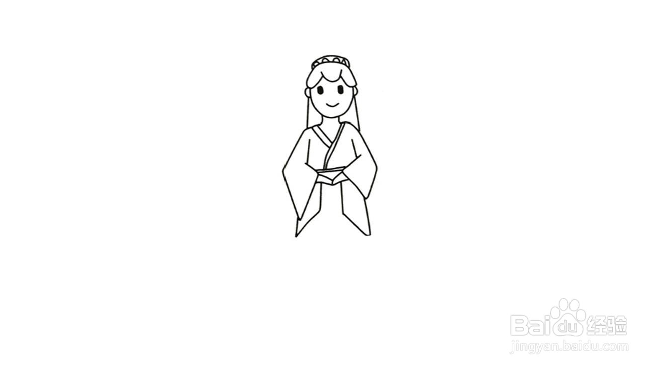 古装美女简笔画画法步骤分解