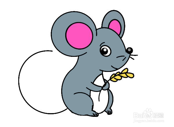 老鼠简笔画可爱涂色图片