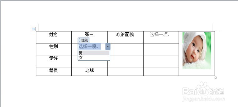 word表格中怎么制作下拉菜单?