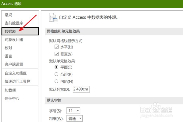 Access怎么设置数据表中默认使用下划线