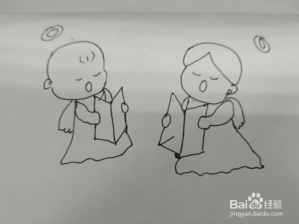 怎么画两个看书的小孩简笔画，怎么画小孩简笔画