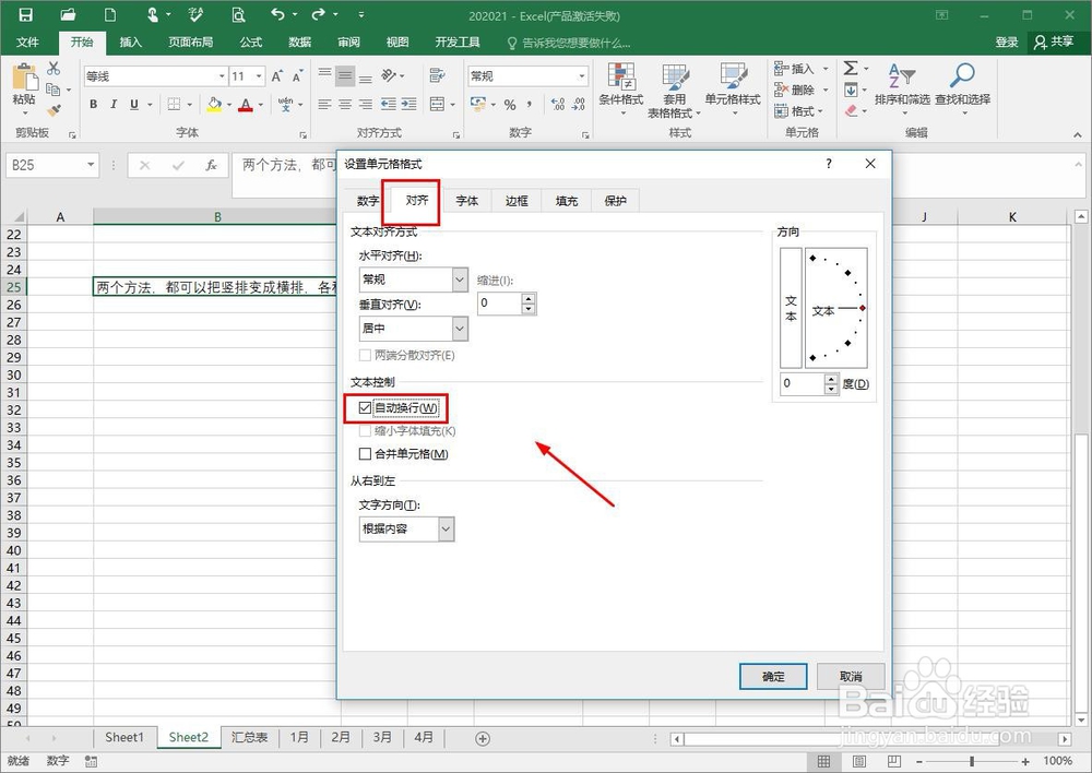 excel一个格子里怎么打两排的字