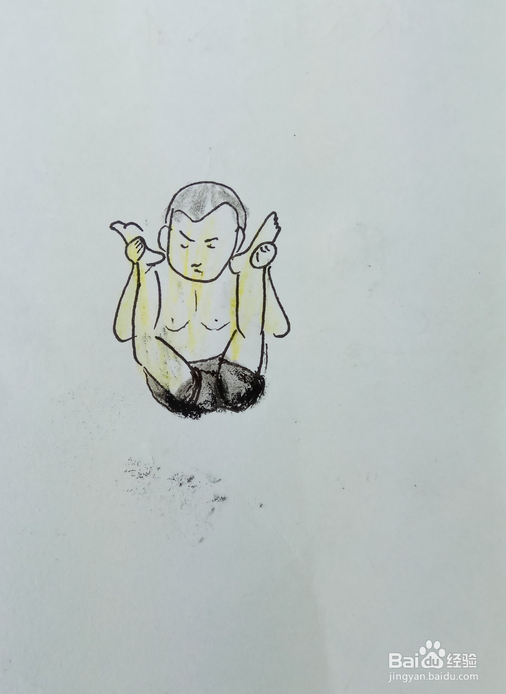 怎样画儿童简笔画“健身运动之足根击脸部”？