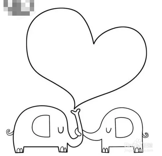 充满爱意的大象简笔画