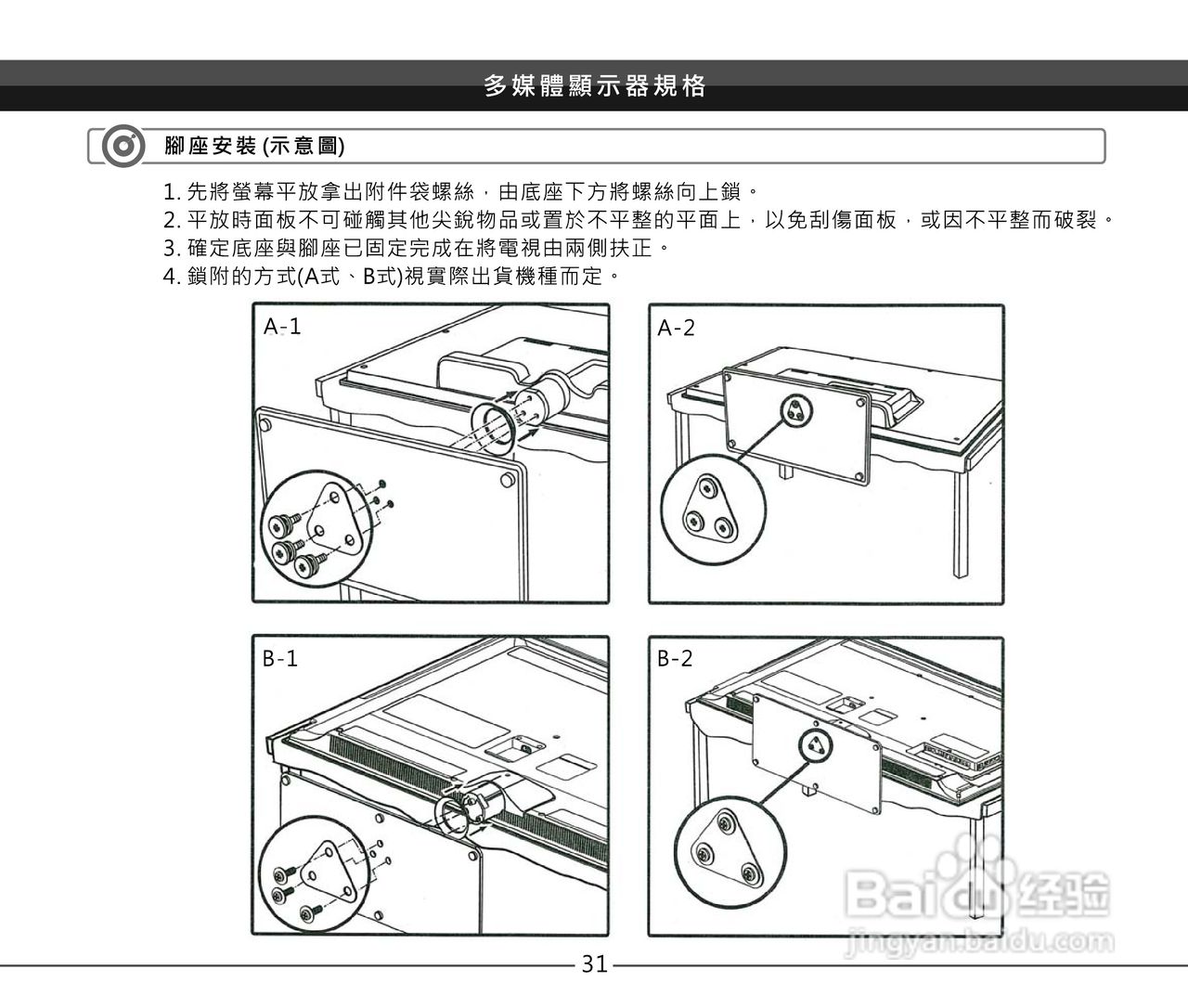 声宝EM-32VT2108D型多媒体液晶显示器说明书:[4]