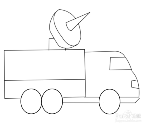 最后描绘完成后,把雷达车尖头给画出来就行.